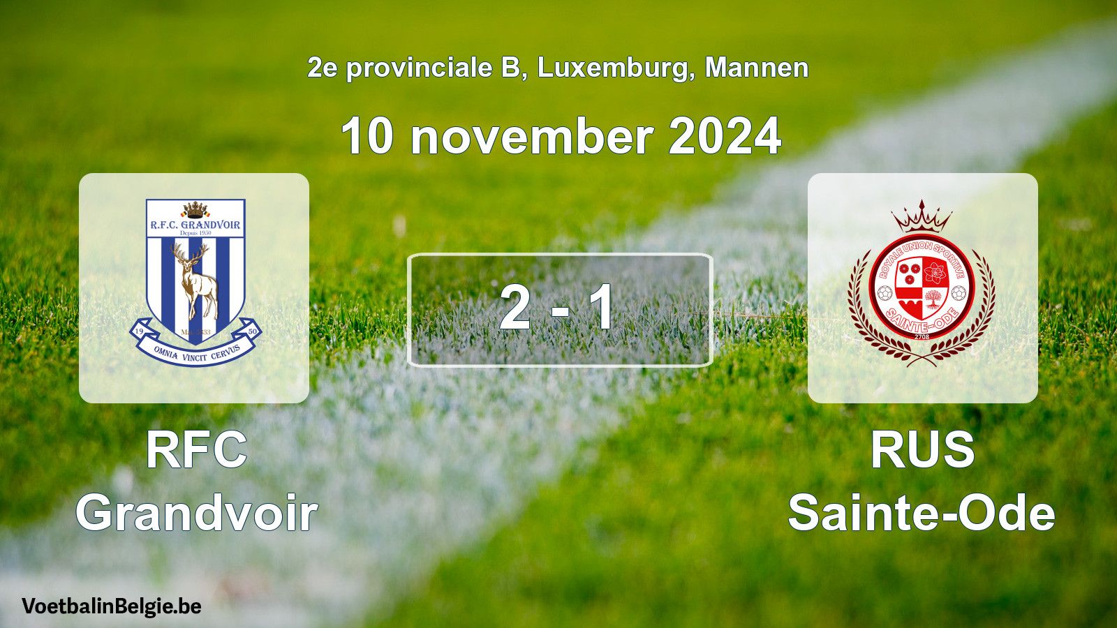 Gespeelde wedstrijd mannenvoetbal: RFC Grandvoir - RUS Sainte-Ode 2 - 1 (10 november 2024)