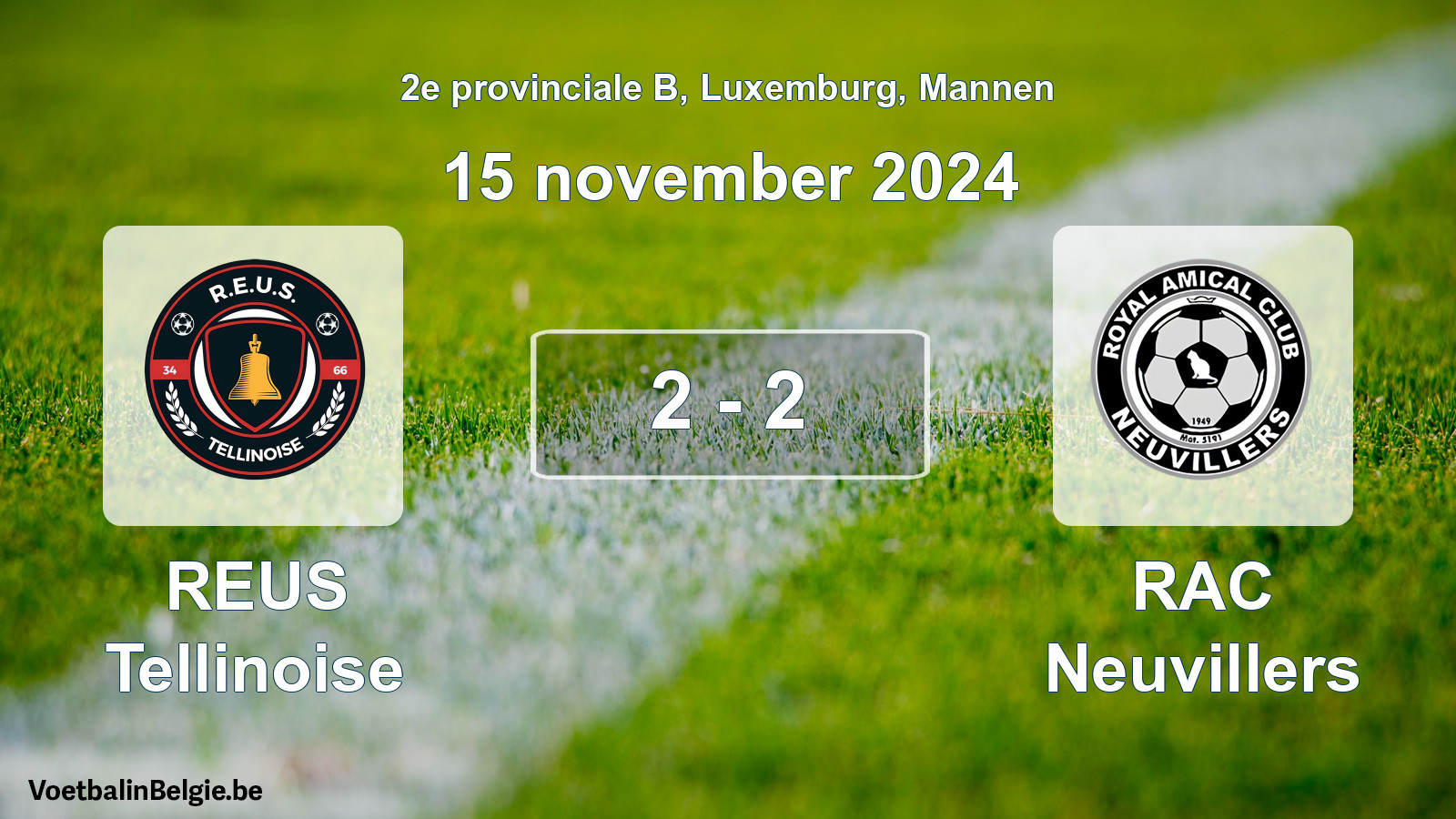 Gespeelde wedstrijd mannenvoetbal: REUS Tellinoise - RAC Neuvillers 2 - 2 (15 november 2024)