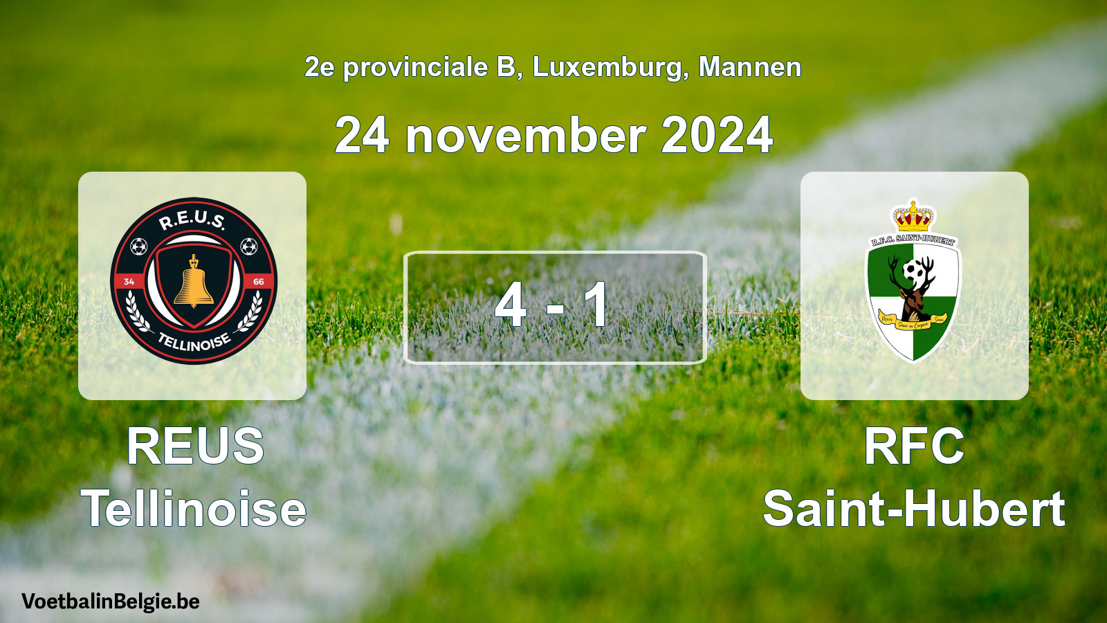Gespeelde wedstrijd mannenvoetbal: REUS Tellinoise - RFC Saint-Hubert 4 - 1 (24 november 2024)