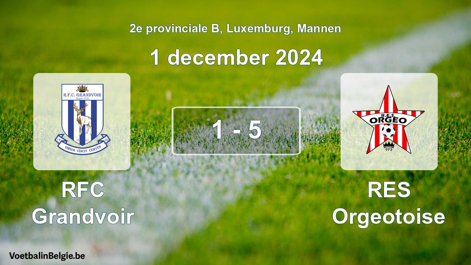 Gespeelde wedstrijd mannenvoetbal: RFC Grandvoir - RES Orgeotoise 1 - 5 (1 december 2024)