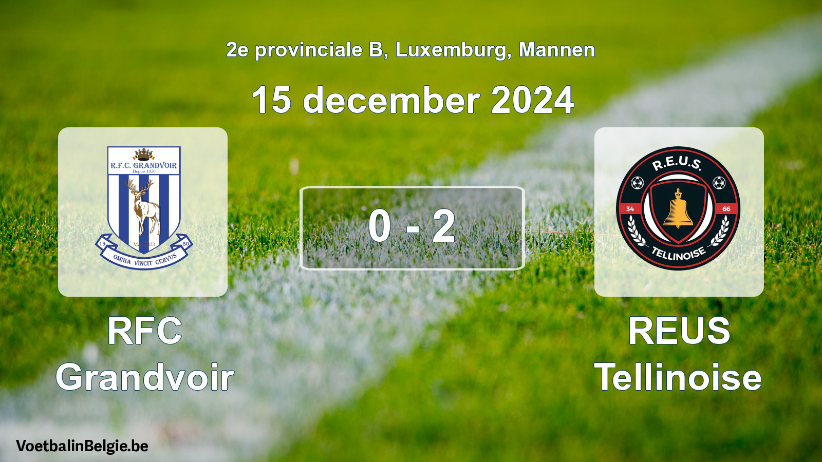 Gespeelde wedstrijd mannenvoetbal: RFC Grandvoir - REUS Tellinoise 0 - 2 (15 december 2024)
