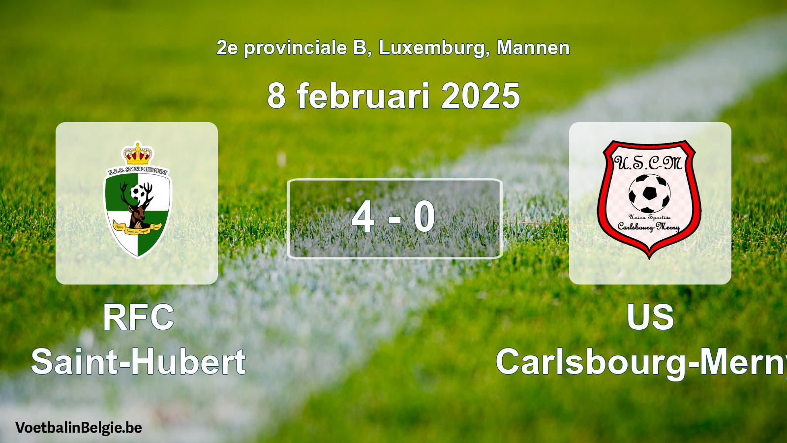 Gespeelde wedstrijd mannenvoetbal: RFC Saint-Hubert - US Carlsbourg-Merny 4 - 0 (8 februari 2025)