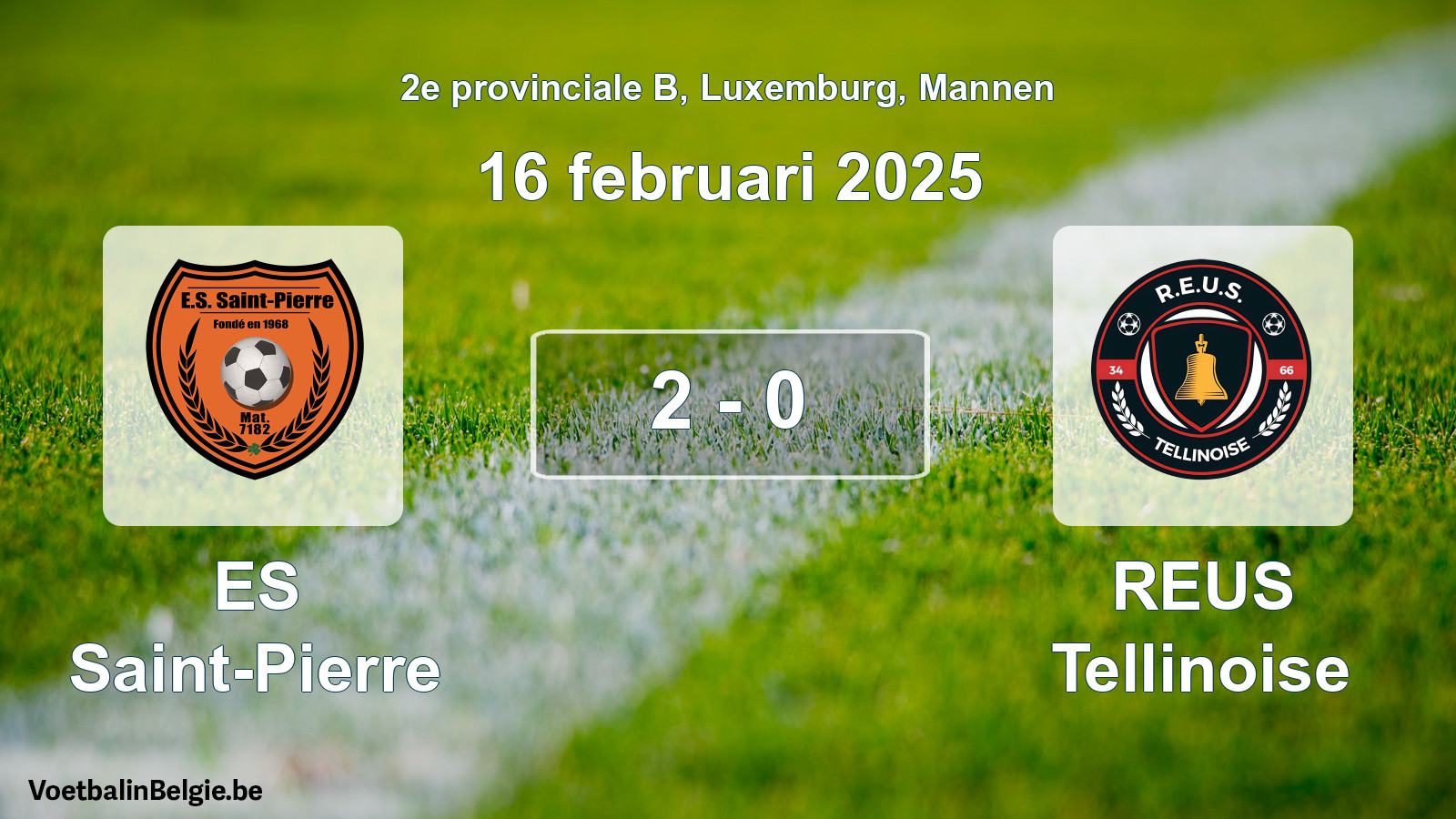 Gespeelde wedstrijd mannenvoetbal: ES Saint-Pierre - REUS Tellinoise 2 - 0 (16 februari 2025)