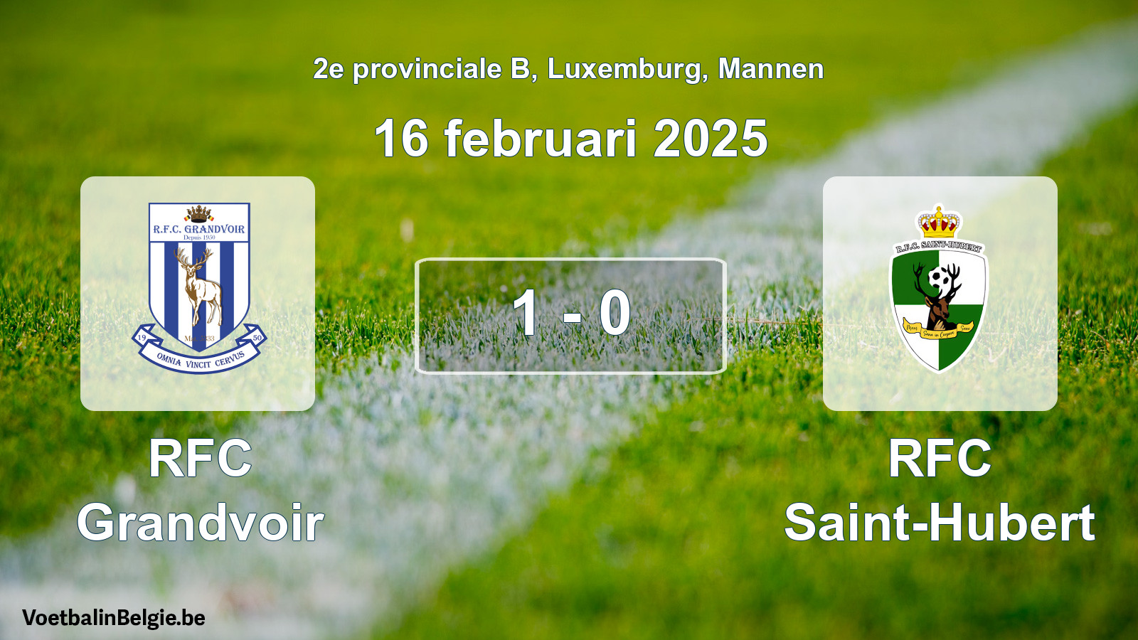Gespeelde wedstrijd mannenvoetbal: RFC Grandvoir - RFC Saint-Hubert 1 - 0 (16 februari 2025)