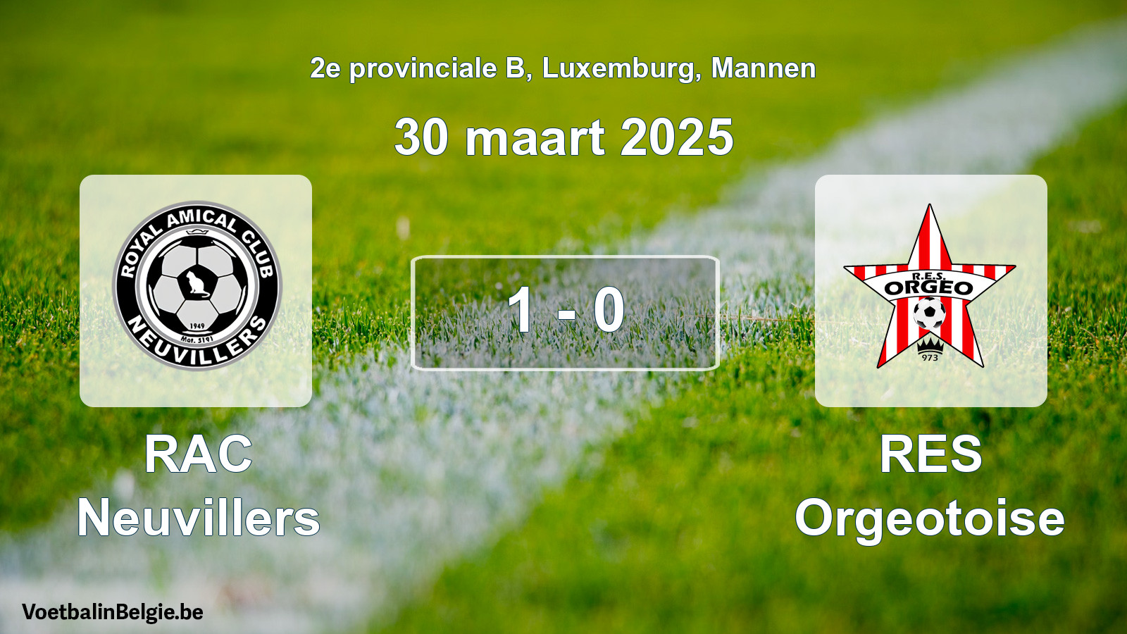Gespieltes Spiel männer-Fußball: RAC Neuvillers - RES Orgeotoise 1 - 0 (30 März 2025)