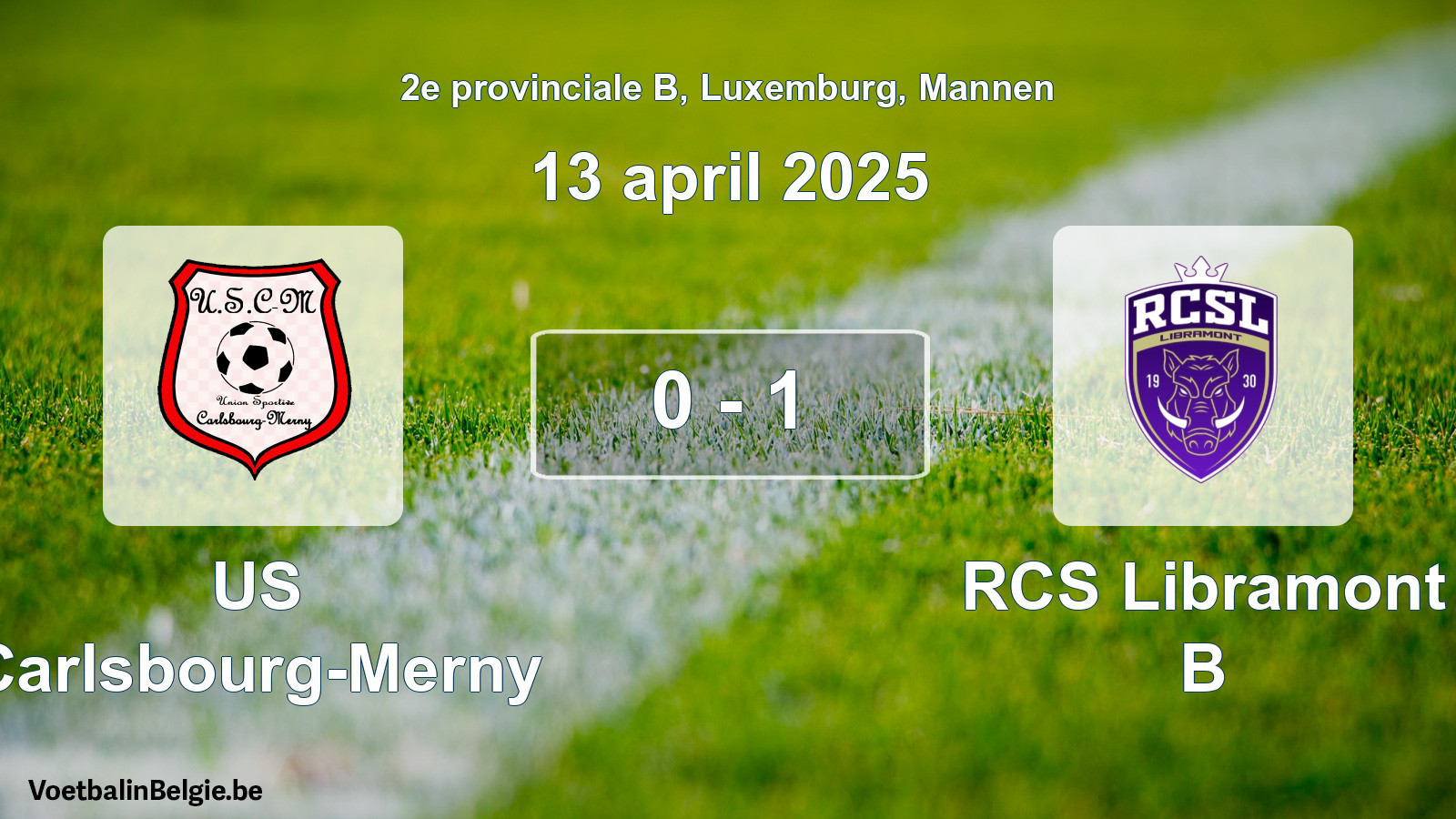 Gespeelde wedstrijd mannenvoetbal: US Carlsbourg-Merny - RCS Libramont B 0 - 1 (13 april 2025)