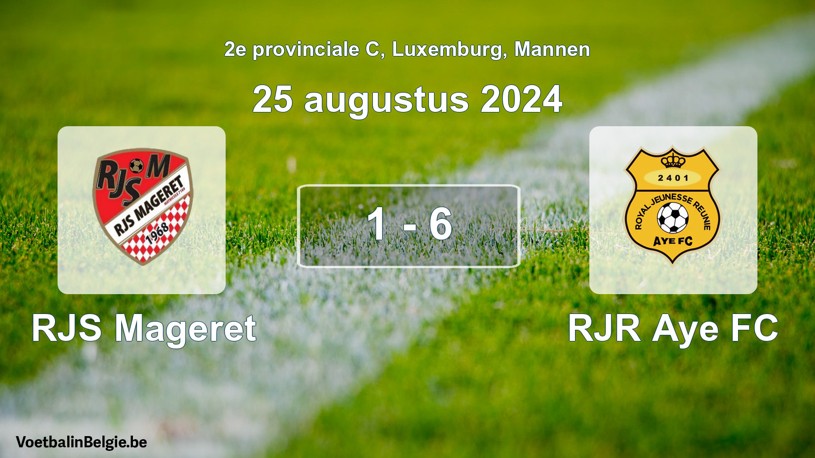 Gespeelde wedstrijd mannenvoetbal: RJS Mageret - RJR Aye FC 1 - 6 (25 augustus 2024)