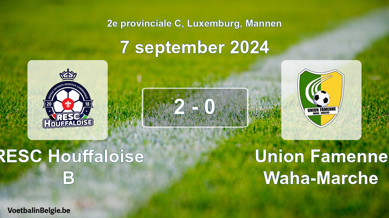 Gespeelde wedstrijd mannenvoetbal: RESC Houffaloise B - Union Famenne Waha-Marche 2 - 0 (7 september 2024)