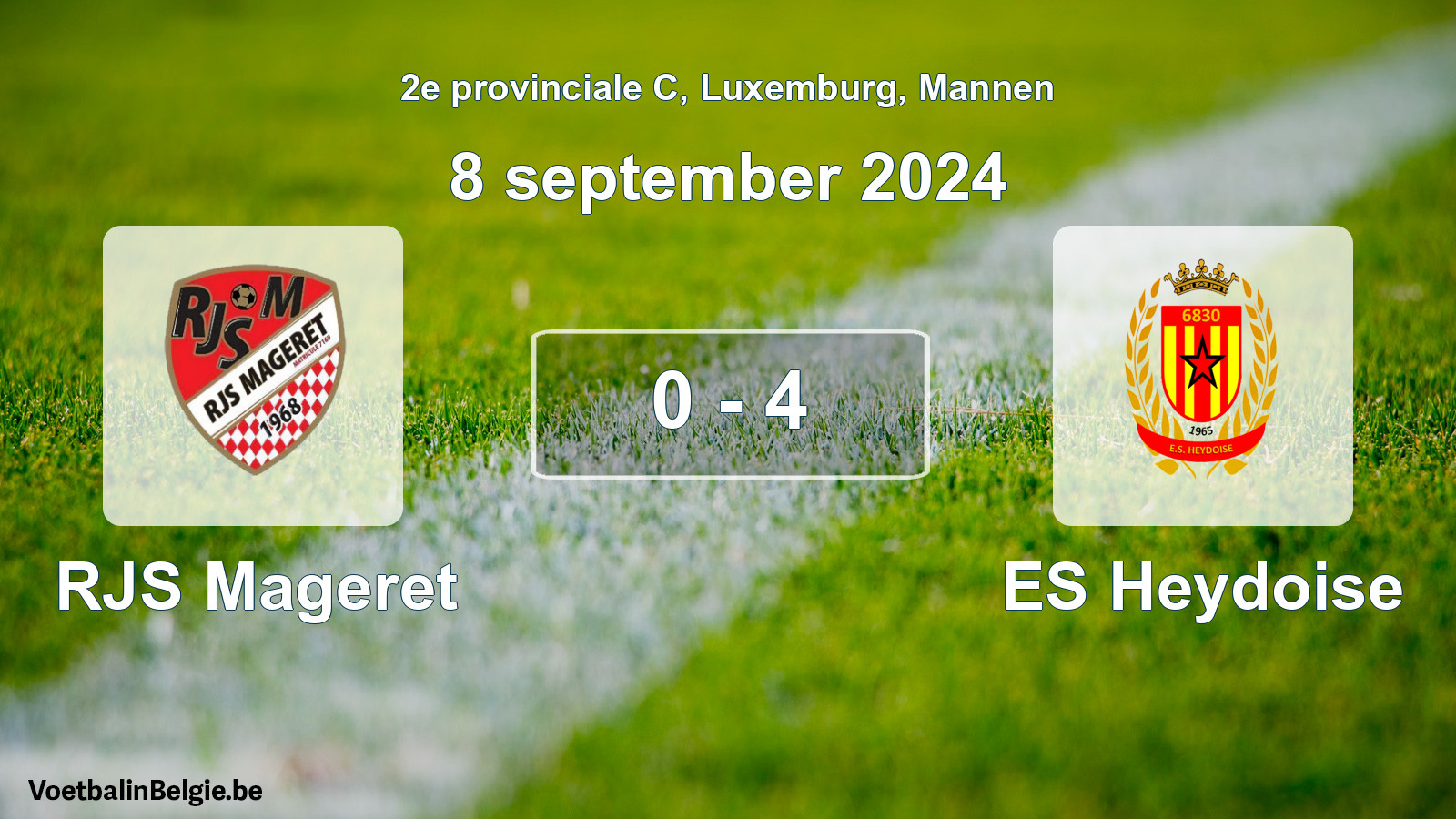 Gespeelde wedstrijd mannenvoetbal: RJS Mageret - ES Heydoise 0 - 4 (8 september 2024)