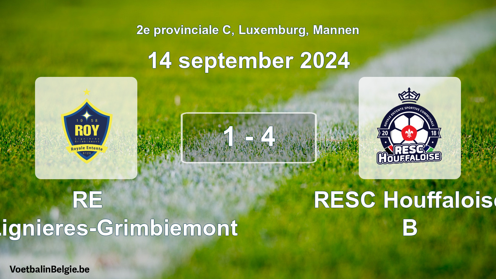 Played match men football: RE Roy-Lignieres-Grimbiemont - RESC Houffaloise B 1 - 4 (14 September 2024)