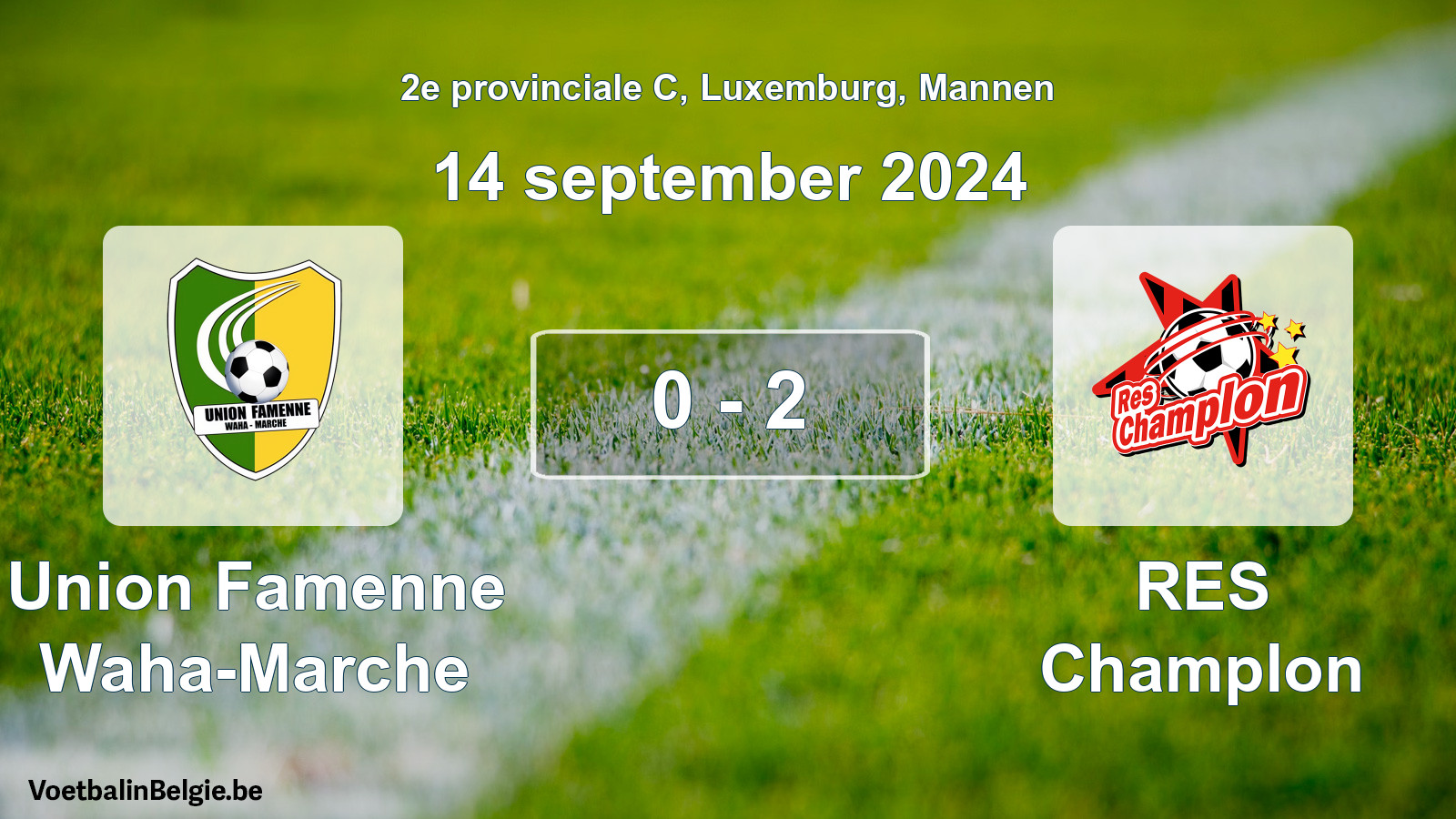 Gespeelde wedstrijd mannenvoetbal: Union Famenne Waha-Marche - RES Champlon 0 - 2 (14 september 2024)