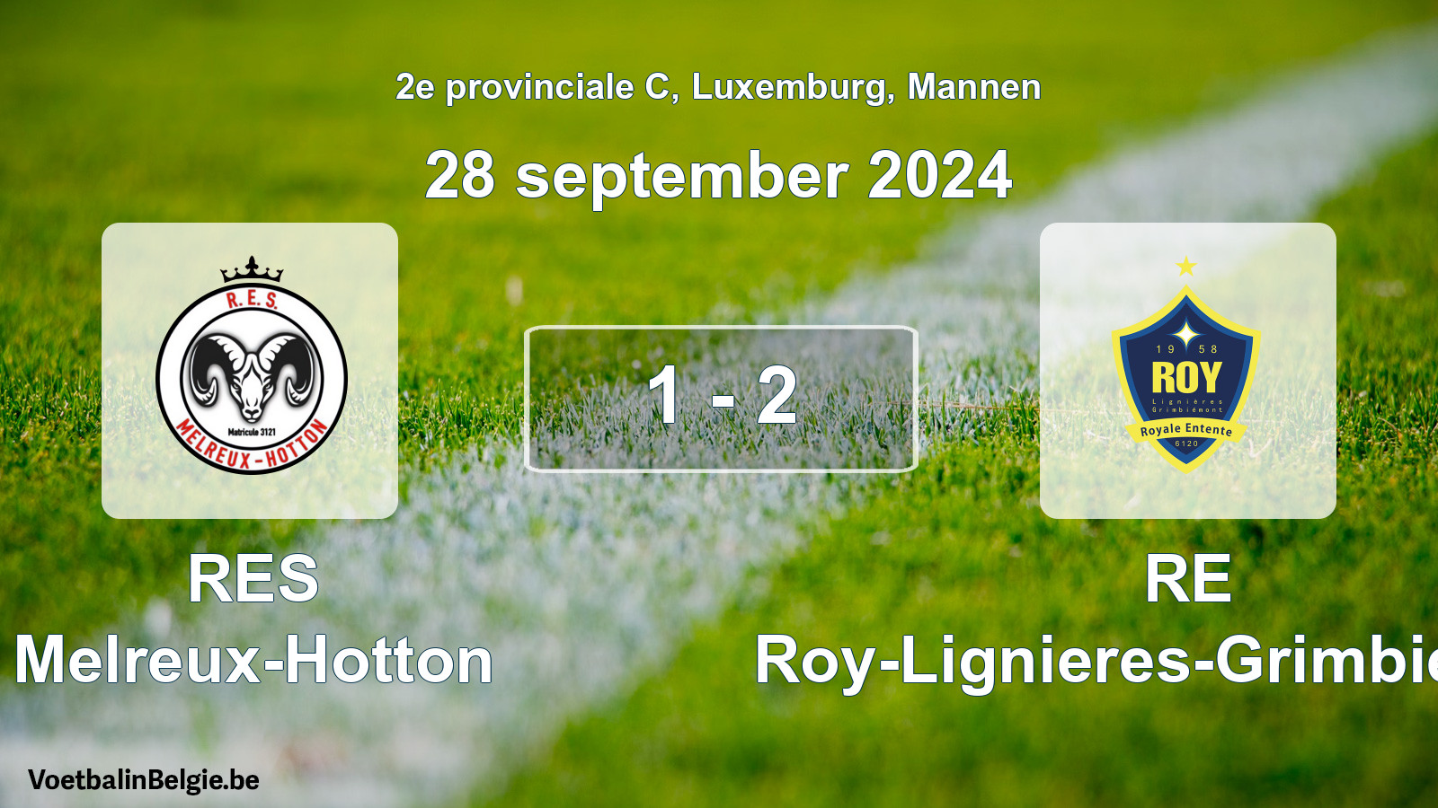 Gespeelde wedstrijd mannenvoetbal: RES Melreux-Hotton - RE Roy-Lignieres-Grimbiemont 1 - 2 (28 september 2024)
