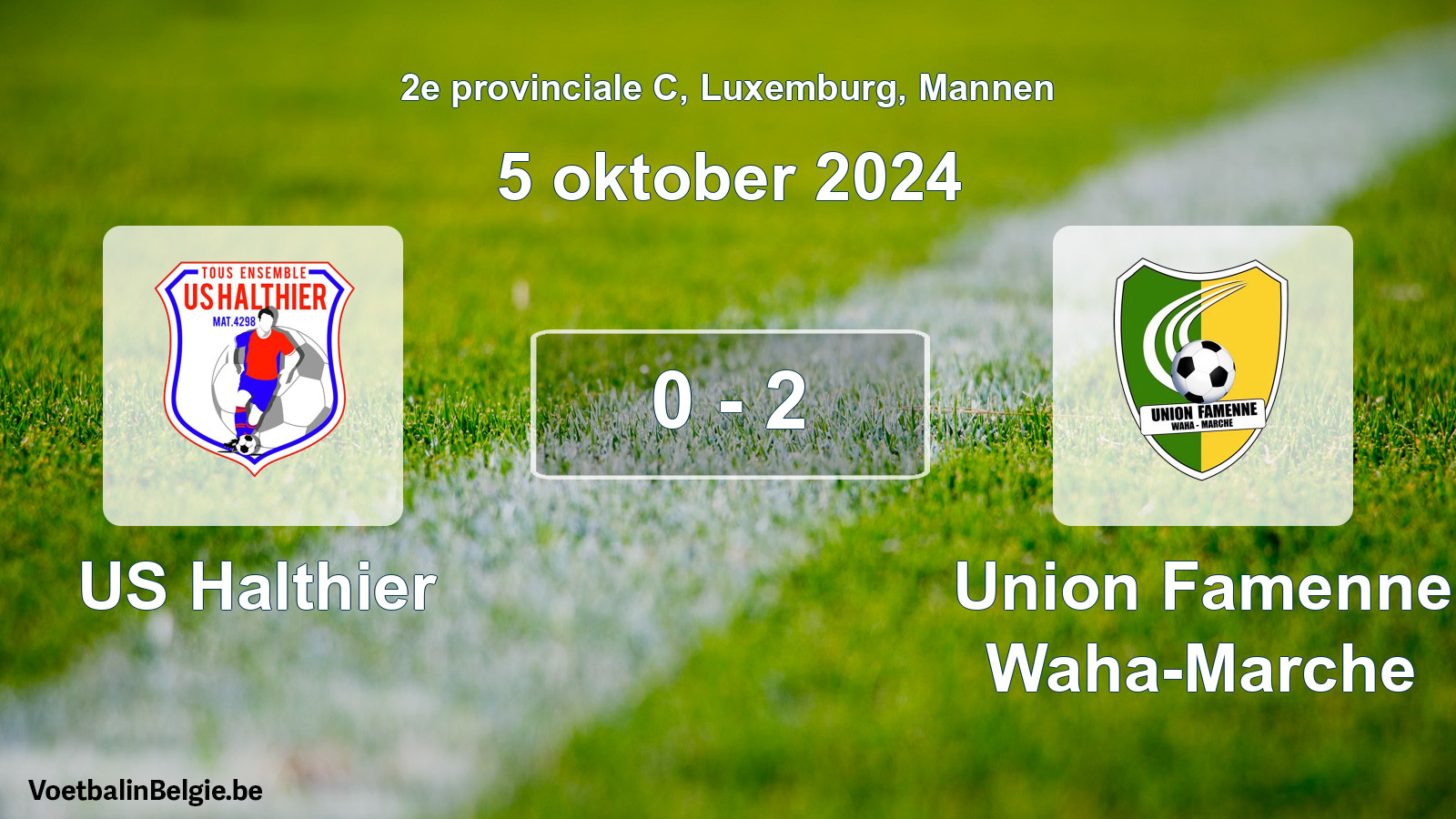 Gespeelde wedstrijd mannenvoetbal: US Halthier - Union Famenne Waha-Marche 0 - 2 (5 oktober 2024)