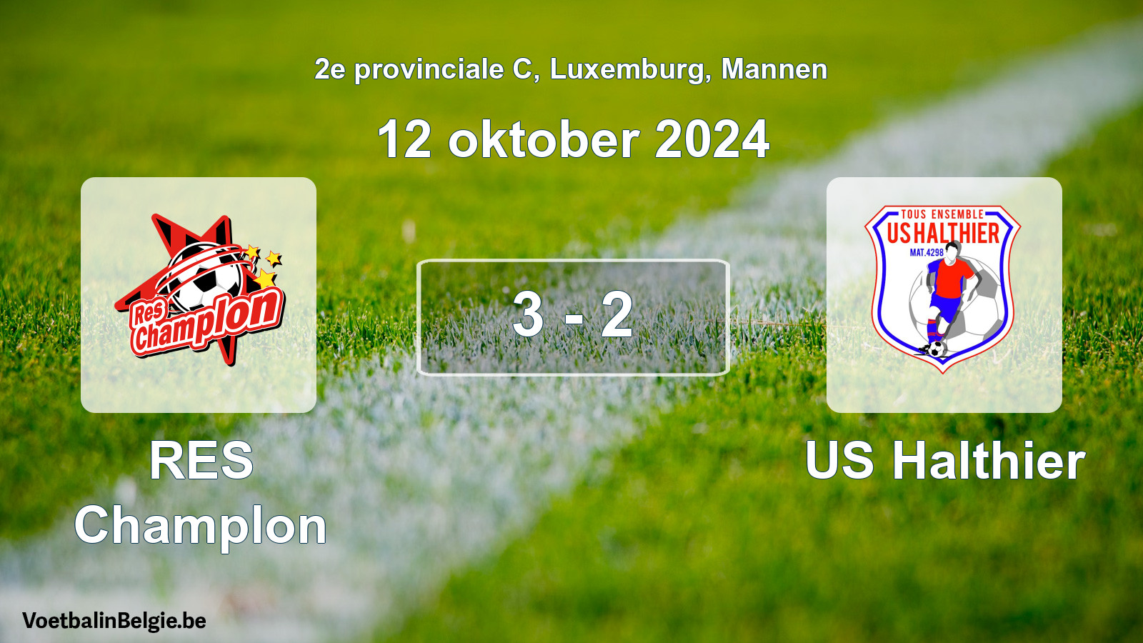 Gespeelde wedstrijd mannenvoetbal: RES Champlon - US Halthier 3 - 2 (12 oktober 2024)