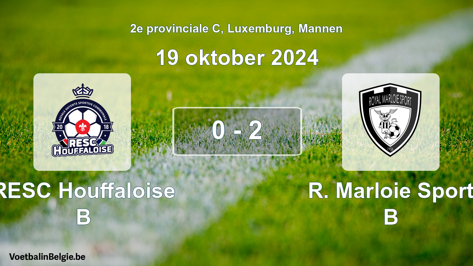 Gespeelde wedstrijd mannenvoetbal: RESC Houffaloise B - R. Marloie Sport B 0 - 2 (19 oktober 2024)