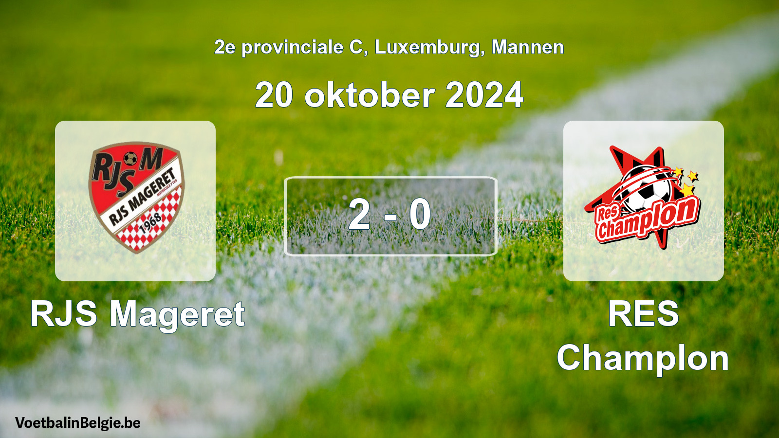 Gespeelde wedstrijd mannenvoetbal: RJS Mageret - RES Champlon 2 - 0 (20 oktober 2024)