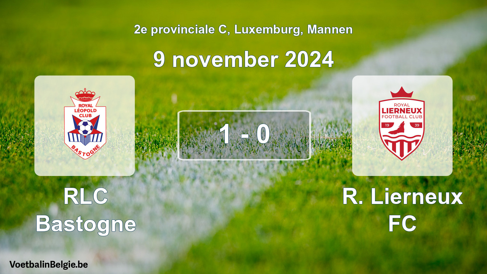 Gespeelde wedstrijd mannenvoetbal: RLC Bastogne - R. Lierneux FC 1 - 0 (9 november 2024)
