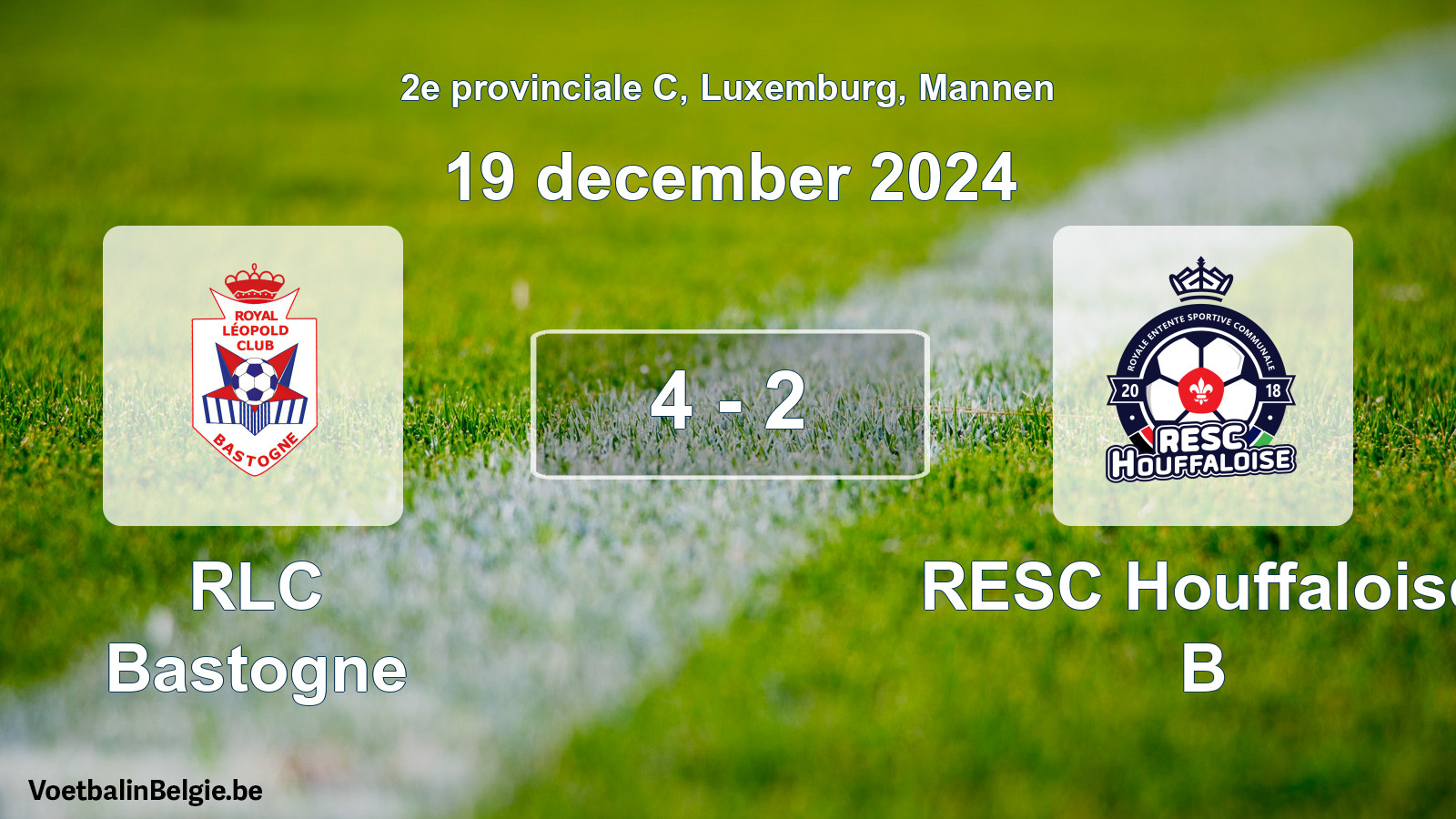 Gespeelde wedstrijd mannenvoetbal: RLC Bastogne - RESC Houffaloise B 4 - 2 (19 december 2024)