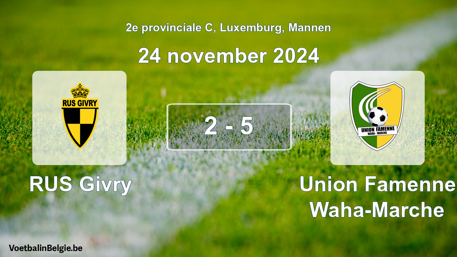 Gespeelde wedstrijd mannenvoetbal: RUS Givry - Union Famenne Waha-Marche 2 - 5 (24 november 2024)