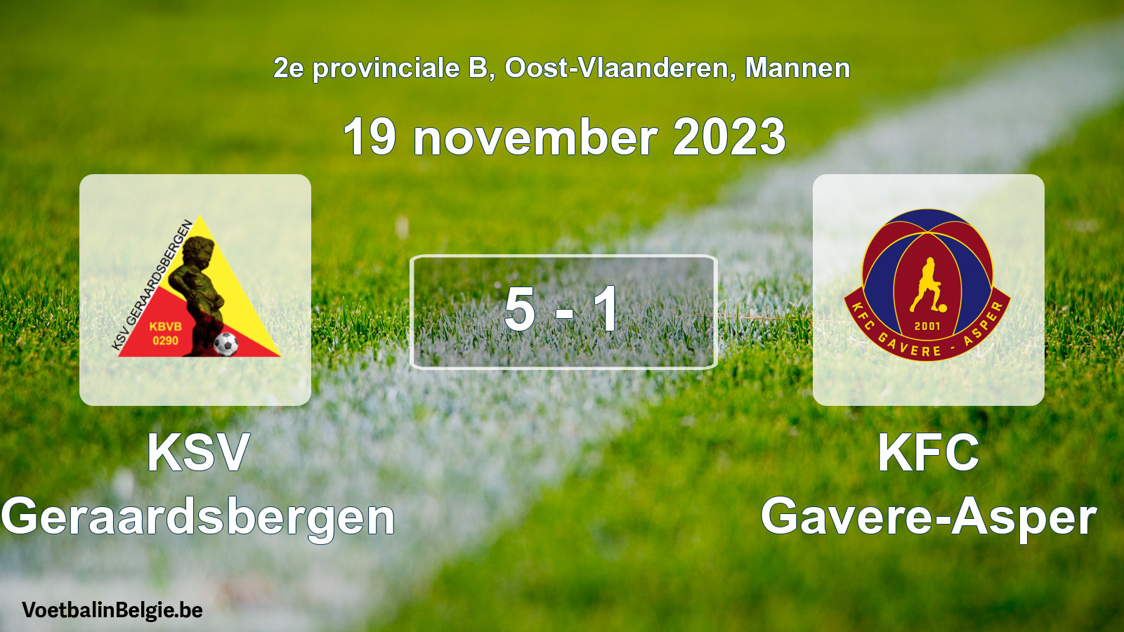 Gespeelde wedstrijd mannenvoetbal: KSV Geraardsbergen - KFC Gavere-Asper 5 - 1 (19 november 2023)