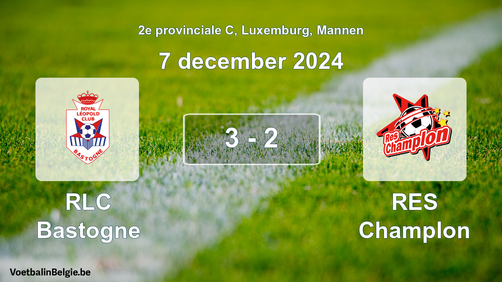 Gespeelde wedstrijd mannenvoetbal: RLC Bastogne - RES Champlon 3 - 2 (7 december 2024)