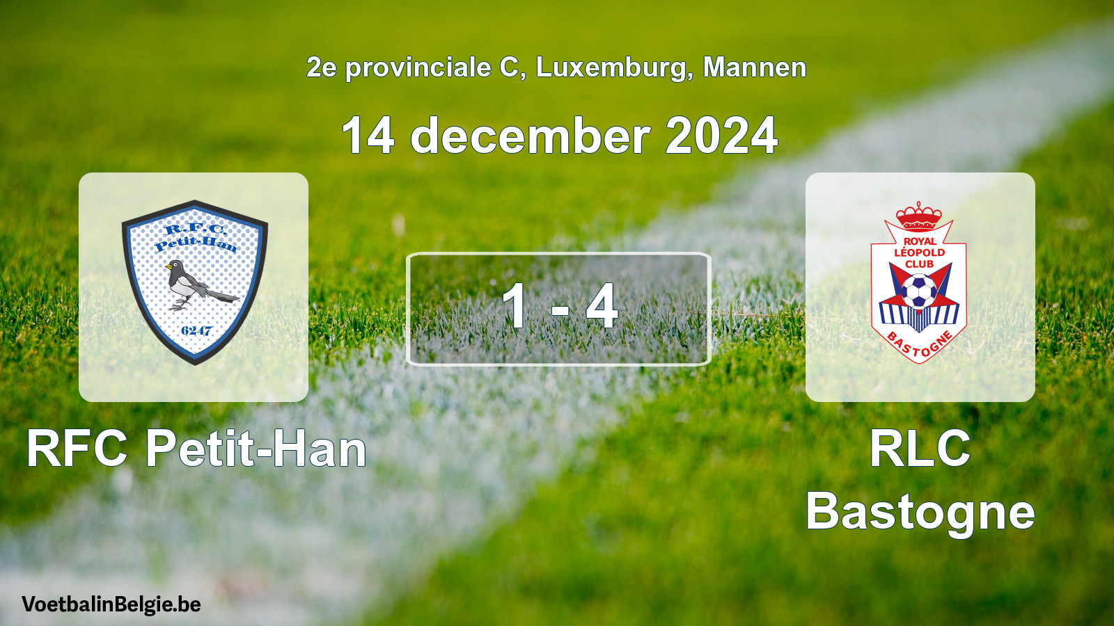 Gespeelde wedstrijd mannenvoetbal: RFC Petit-Han - RLC Bastogne 1 - 4 (14 december 2024)