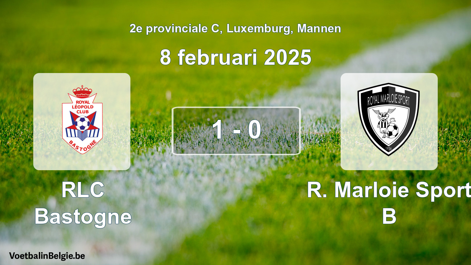 Gespeelde wedstrijd mannenvoetbal: RLC Bastogne - R. Marloie Sport B 1 - 0 (8 februari 2025)