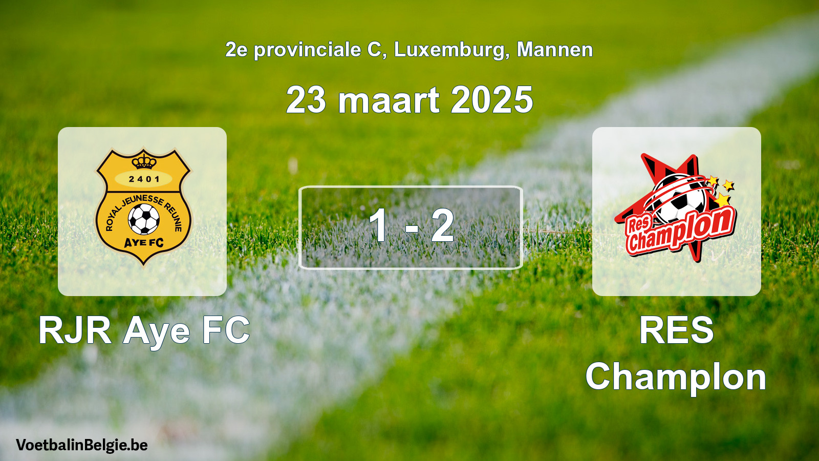 Gespeelde wedstrijd mannenvoetbal: RJR Aye FC - RES Champlon 1 - 2 (23 maart 2025)