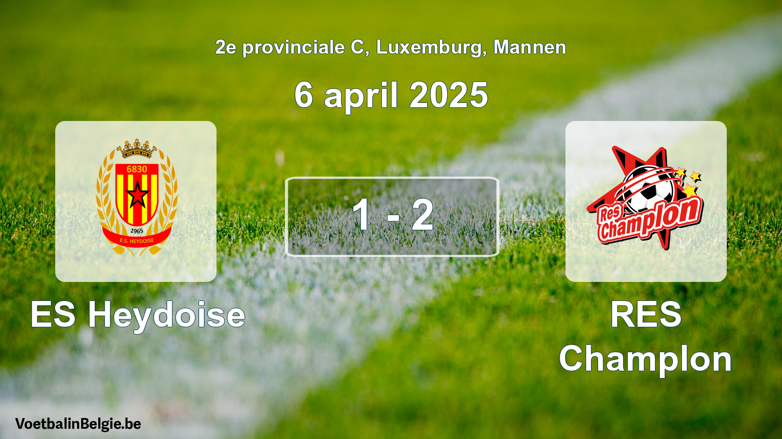 Gespeelde wedstrijd mannenvoetbal: ES Heydoise - RES Champlon 1 - 2 (6 april 2025)