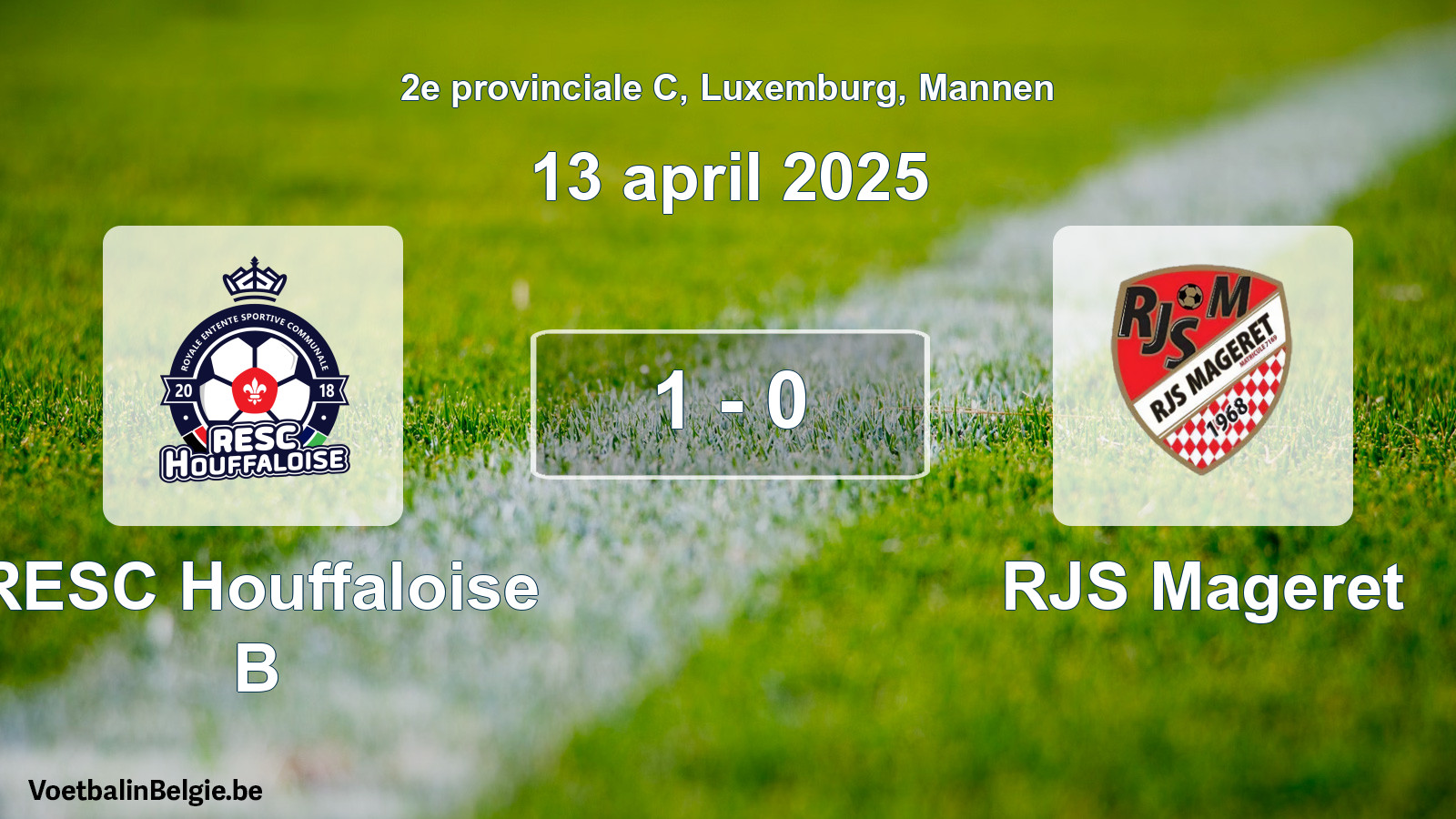 Gespeelde wedstrijd mannenvoetbal: RESC Houffaloise B - RJS Mageret 1 - 0 (13 april 2025)