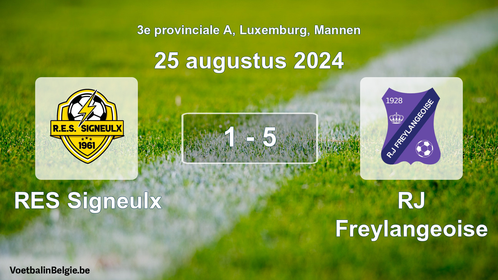 Gespeelde wedstrijd mannenvoetbal: RES Signeulx - RJ Freylangeoise 1 - 5 (25 augustus 2024)