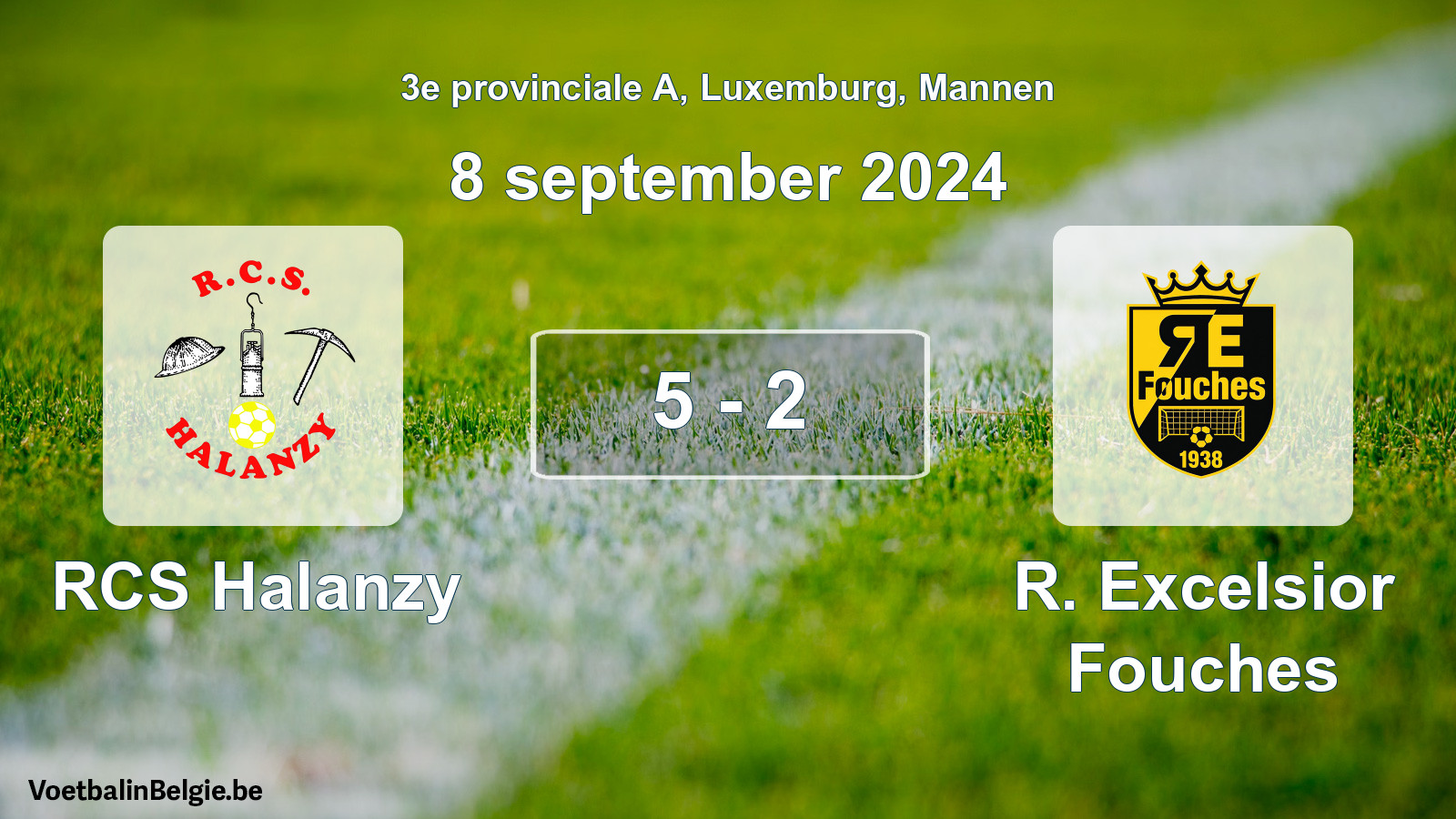 Gespeelde wedstrijd mannenvoetbal: RCS Halanzy - R. Excelsior Fouches 5 - 2 (8 september 2024)