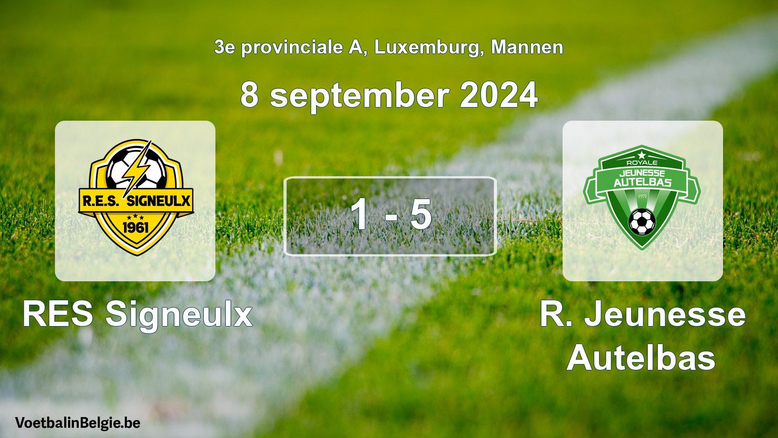 Gespeelde wedstrijd mannenvoetbal: RES Signeulx - R. Jeunesse Autelbas 1 - 5 (8 september 2024)