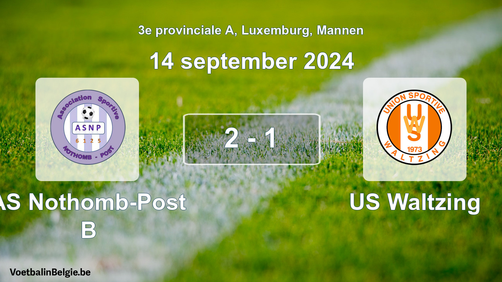 Gespeelde wedstrijd mannenvoetbal: AS Nothomb-Post B - US Waltzing 2 - 1 (14 september 2024)