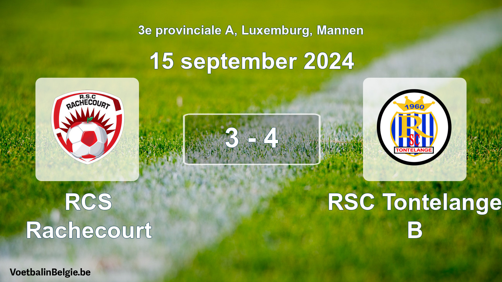 Played match men football: RCS Rachecourt - RSC Tontelange B 3 - 4 (15 September 2024)