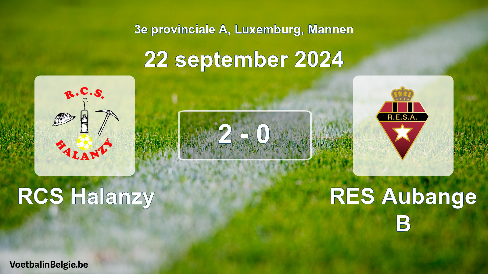 Gespeelde wedstrijd mannenvoetbal: RCS Halanzy - RES Aubange B 2 - 0 (22 september 2024)