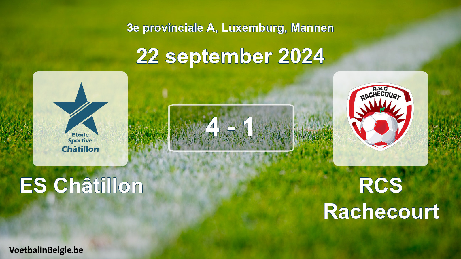Played match men football: ES Châtillon - RCS Rachecourt 4 - 1 (22 September 2024)