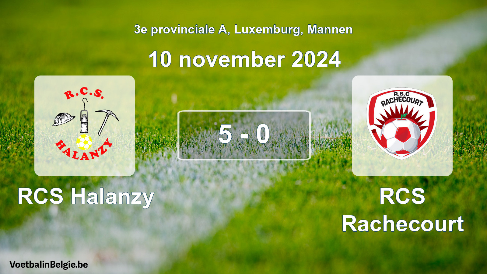 Gespeelde wedstrijd mannenvoetbal: RCS Halanzy - RCS Rachecourt 5 - 0 (10 november 2024)