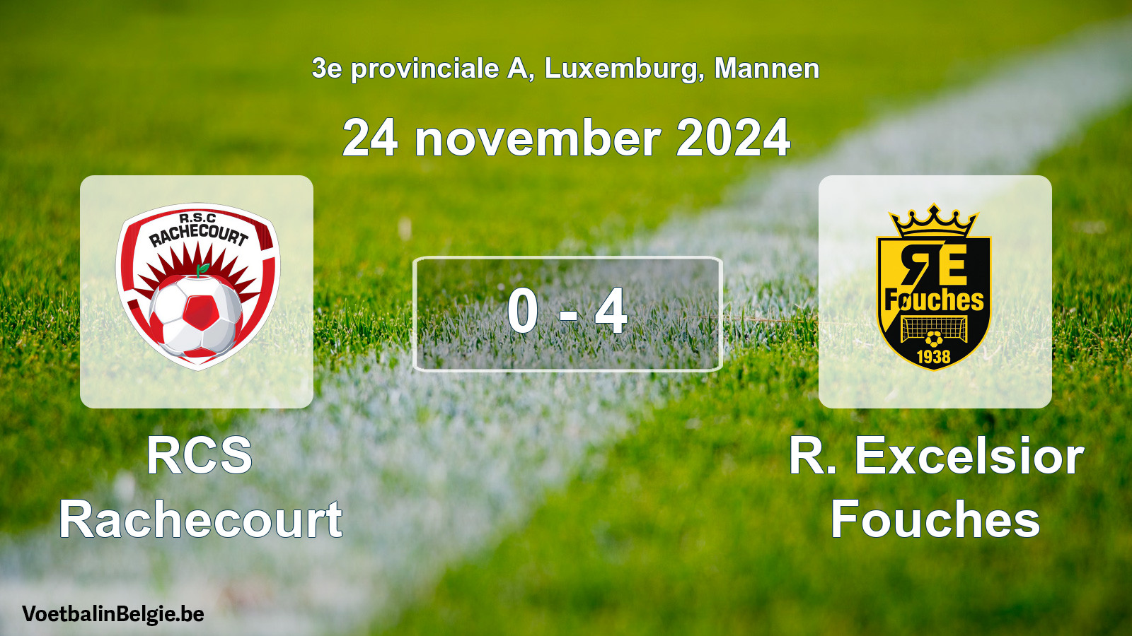 Gespeelde wedstrijd mannenvoetbal: RCS Rachecourt - R. Excelsior Fouches 0 - 4 (24 november 2024)