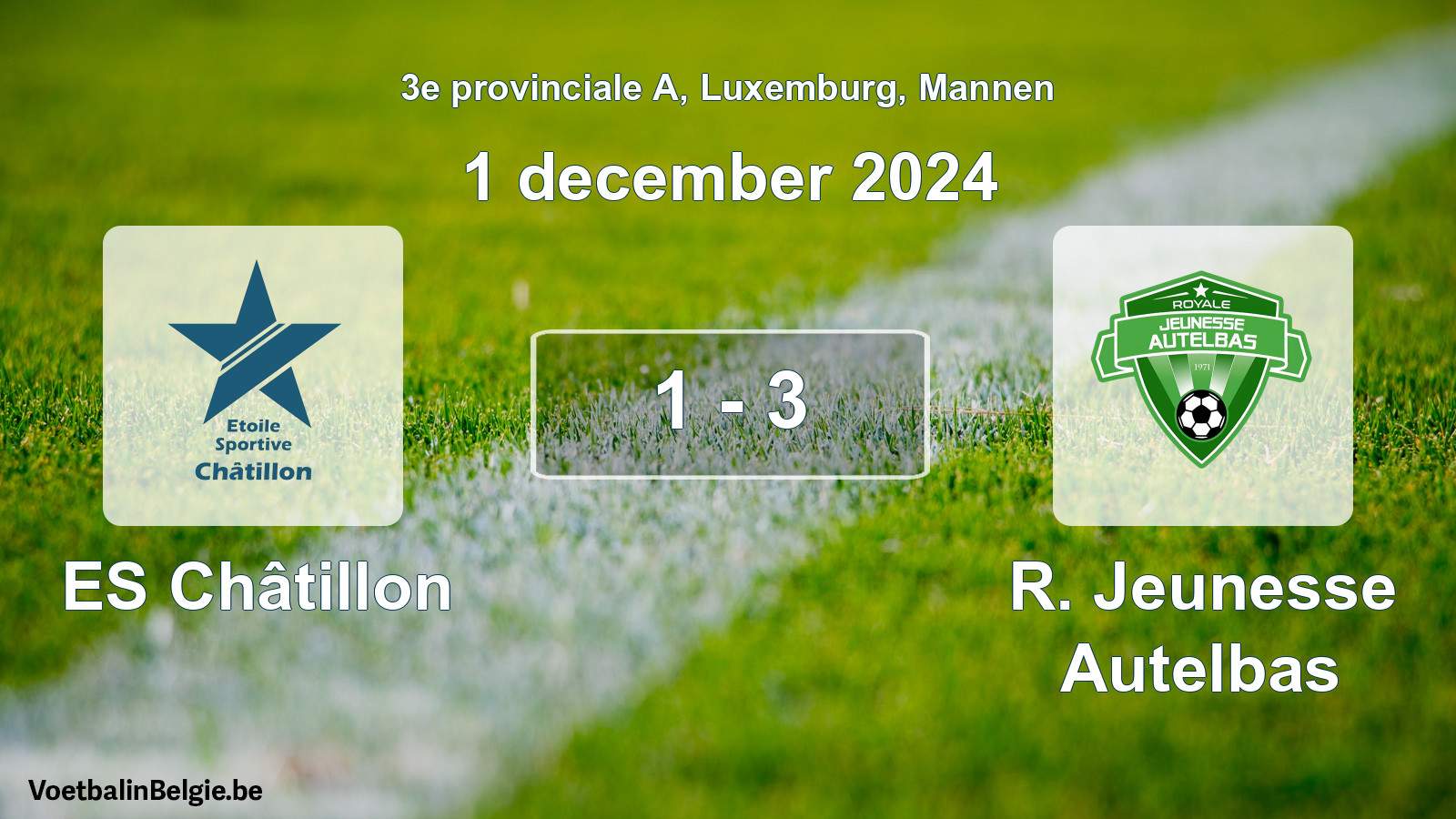 Played match men football: ES Châtillon - R. Jeunesse Autelbas 1 - 3 (1 December 2024)