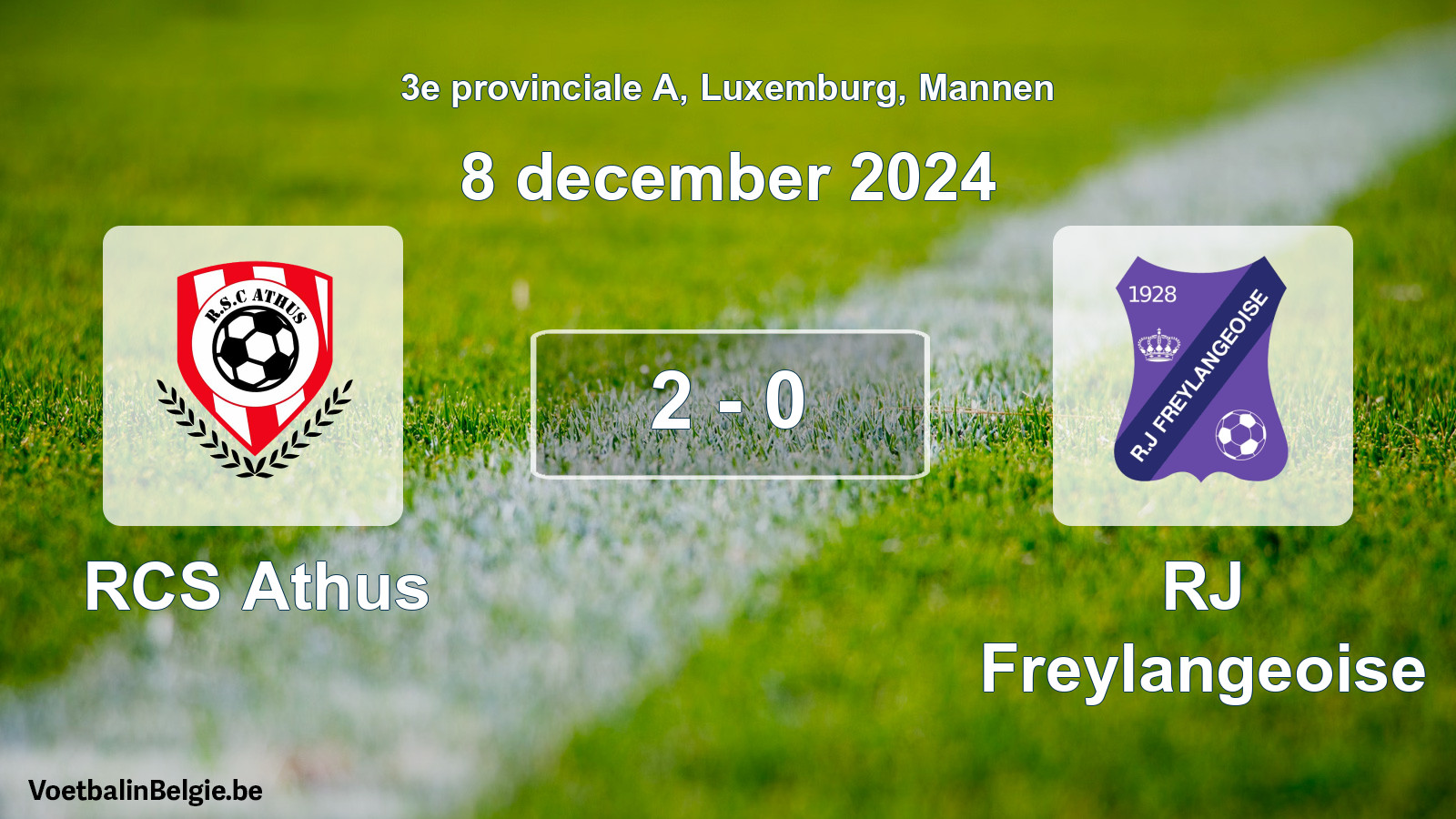 Gespeelde wedstrijd mannenvoetbal: RCS Athus - RJ Freylangeoise 2 - 0 (8 december 2024)
