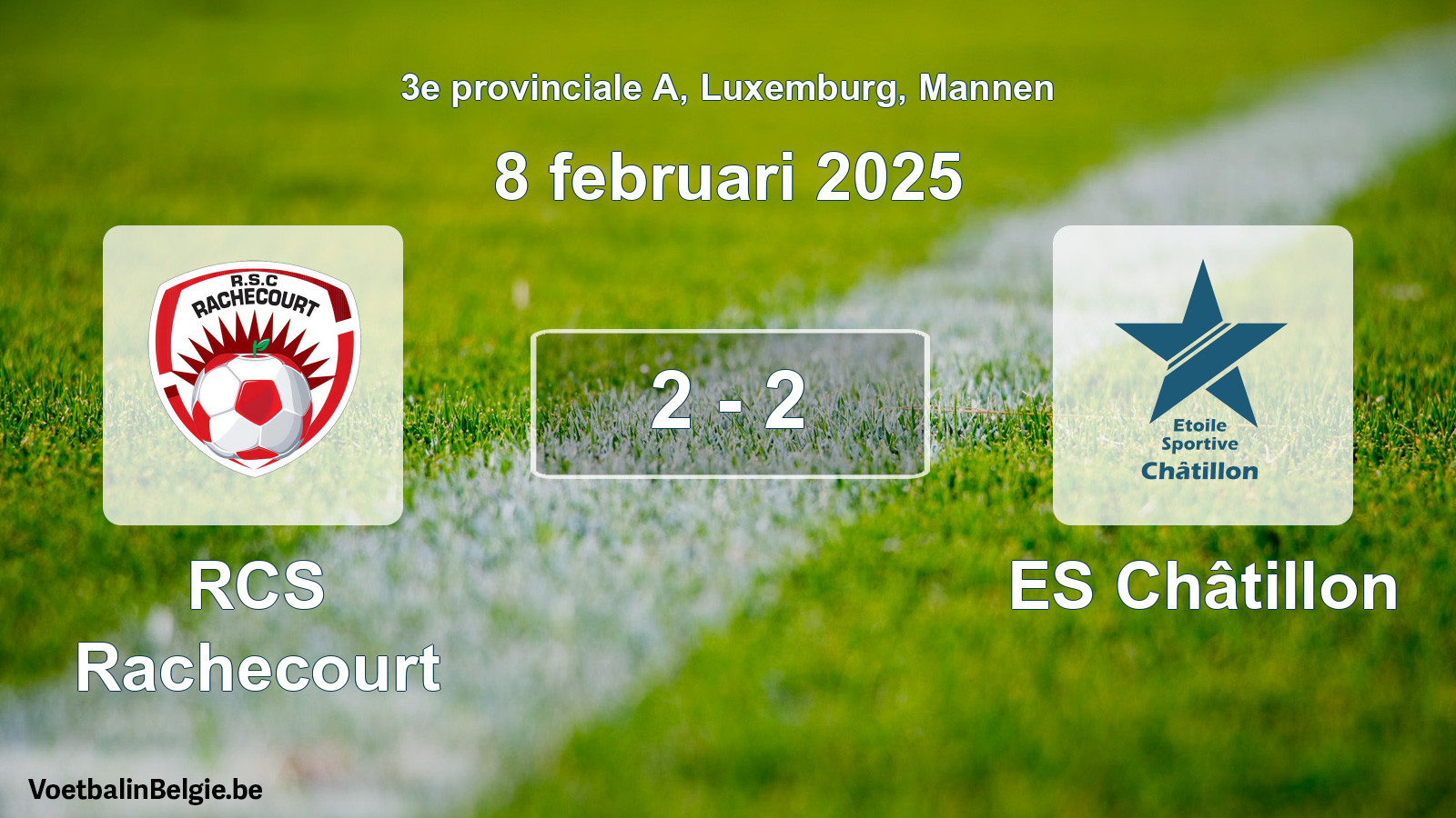 Gespieltes Spiel männer-Fußball: RCS Rachecourt - ES Châtillon 2 - 2 (8 Februar 2025)