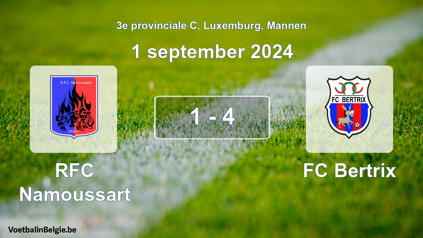 Gespeelde wedstrijd mannenvoetbal: RFC Namoussart - FC Bertrix 1 - 4 (1 september 2024)