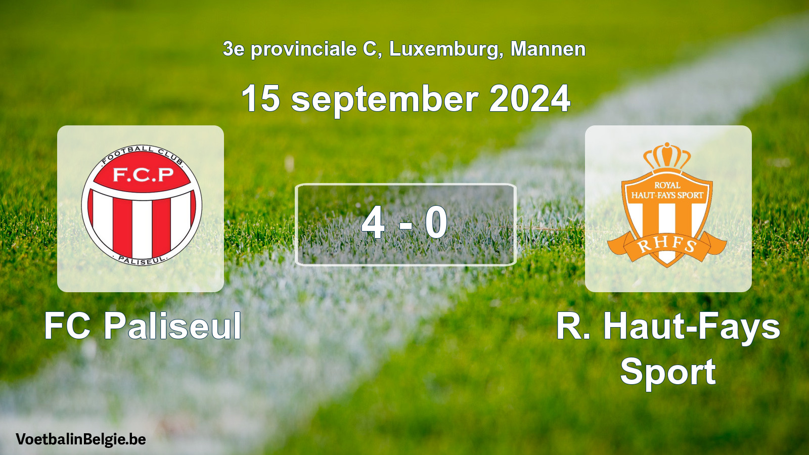 Gespeelde wedstrijd mannenvoetbal: FC Paliseul - R. Haut-Fays Sport 4 - 0 (15 september 2024)