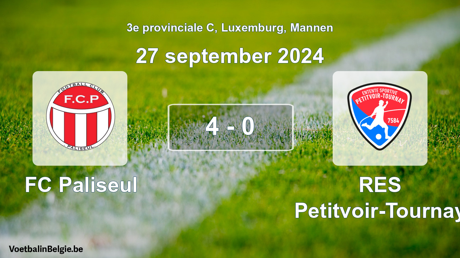 Gespeelde wedstrijd mannenvoetbal: FC Paliseul - RES Petitvoir-Tournay 4 - 0 (27 september 2024)