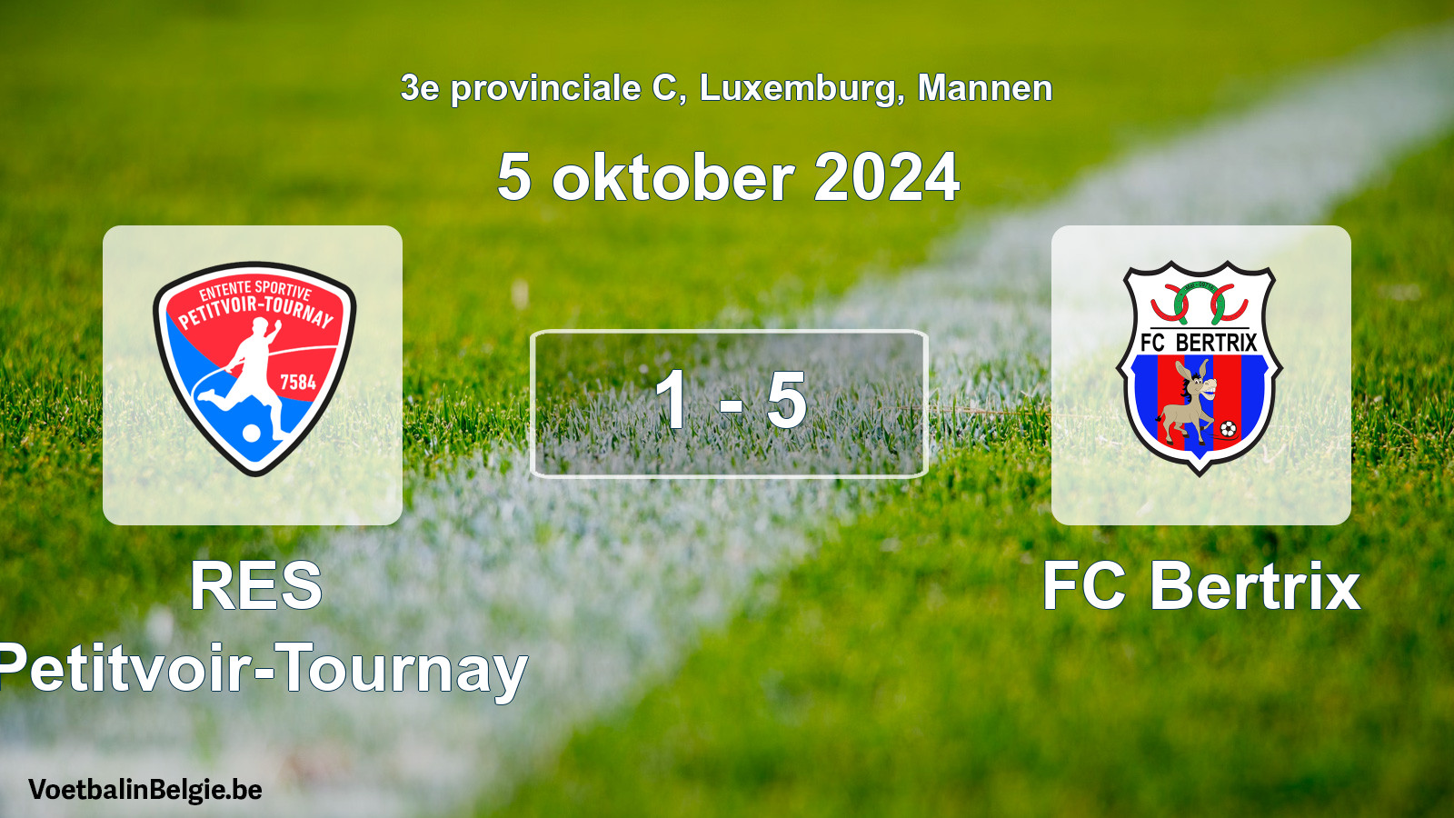 Gespeelde wedstrijd mannenvoetbal: RES Petitvoir-Tournay - FC Bertrix 1 - 5 (5 oktober 2024)
