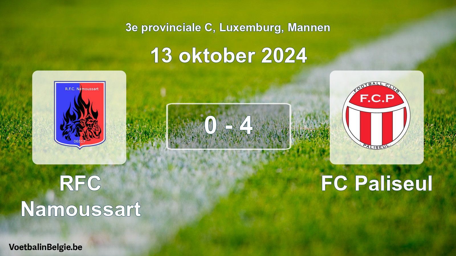 Gespeelde wedstrijd mannenvoetbal: RFC Namoussart - FC Paliseul 0 - 4 (13 oktober 2024)