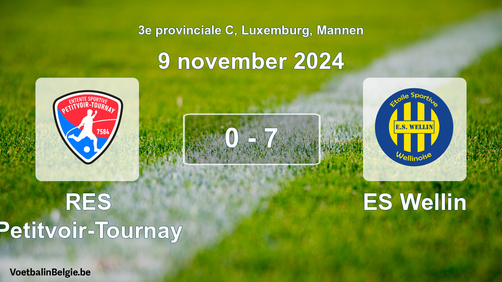 Gespeelde wedstrijd mannenvoetbal: RES Petitvoir-Tournay - ES Wellin 0 - 7 (9 november 2024)