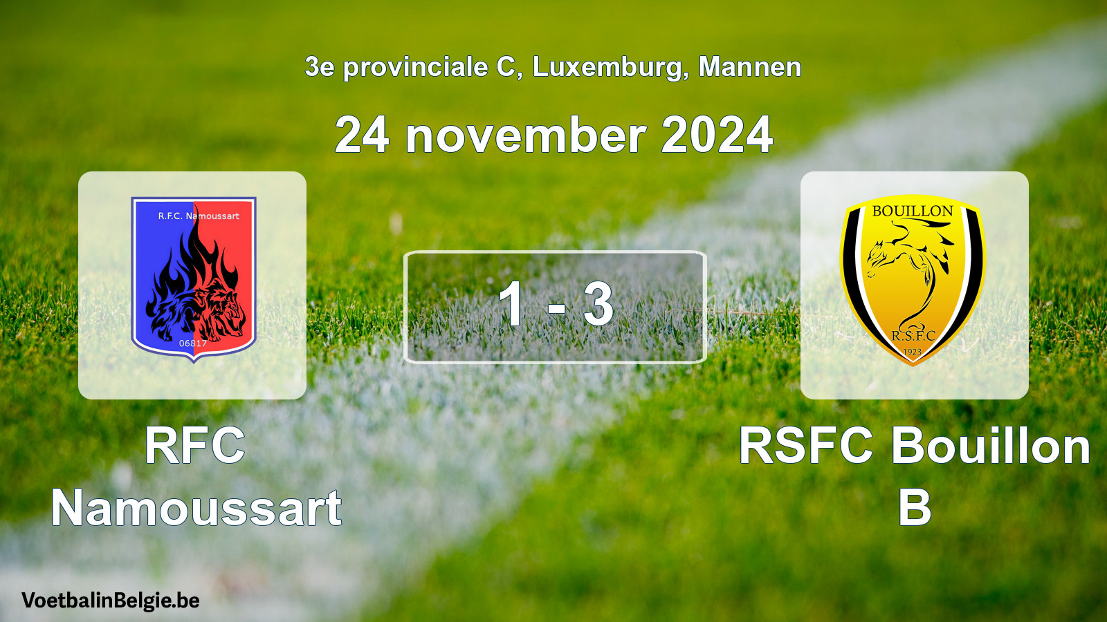 Gespeelde wedstrijd mannenvoetbal: RFC Namoussart - RSFC Bouillon B 1 - 3 (24 november 2024)
