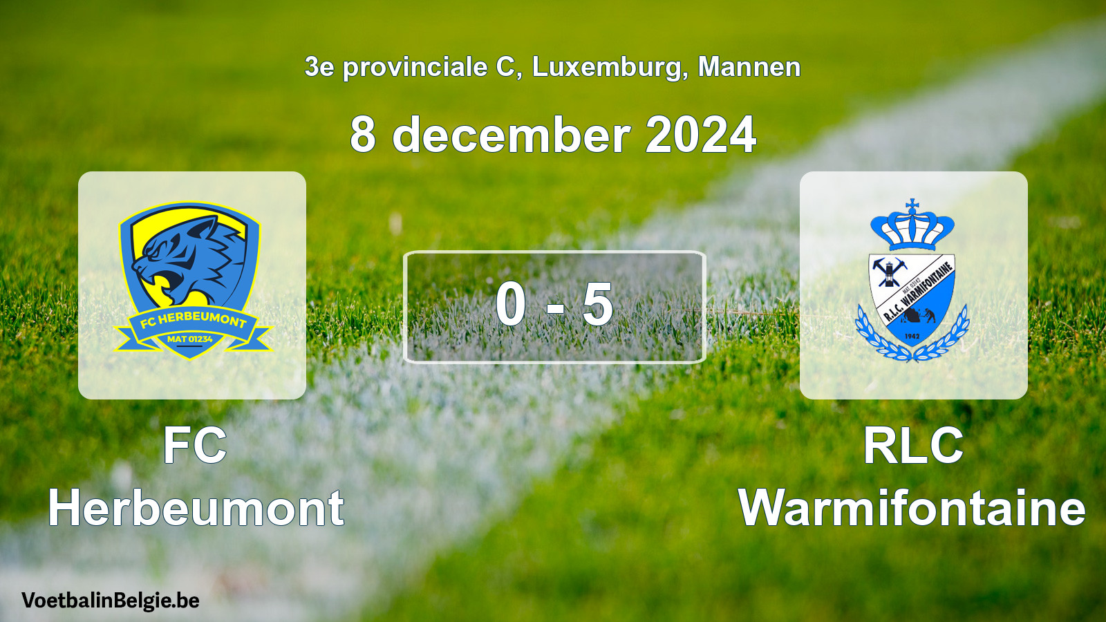 Gespeelde wedstrijd mannenvoetbal: FC Herbeumont - RLC Warmifontaine 0 - 5 (8 december 2024)